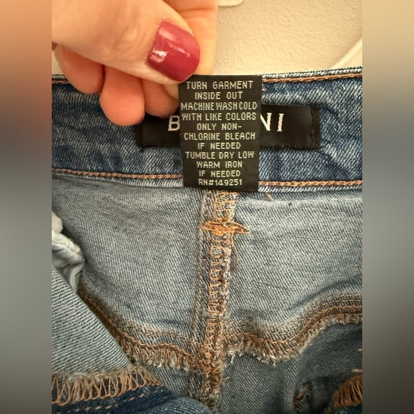 Baccini Womens Denim Skirt SZ 6 Long Pockets Back Slit Stretch Raw Hem Western - Picture 4 of 7